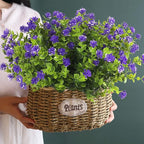 12 Bundles Artificial Flowers Faux Outdoor Plastic Plants UV Resistant Shrubs,Artificial Plants Outdoor Decorations for Patio Outdoor Fake Plants Spring Decorations for Home Front Porch Decor(Purple)