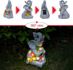 Womens Gifts Solar Statues for Garden Decor, Outdoor Elephant Sculptures for Clearance Lights for Outside Lawn Ornaments Porch Patio Balcony Yard Home Birthday Gifts for Mom Grandma Women