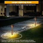 Gardencoin Solid Brass Low Voltage Landscape Pathway Lights (6'' Shade 2-Tier, 19'' Tall), 12V AC/DC LED Heavy Duty Path Lighting Outdoor Wired, Waterproof Bronze Walkway Light Without G4 Bulb, 4 Pack