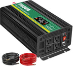 JIGUUN Pure sine Wave Inverter 1500W, 12V to 110V Power Inverter Converter with 4 AC sockets, USB Output and LED Display for RV Camping Emergency Household appliances (PRO1500WLCD)