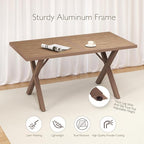 Aluminum Outdoor Dining Table - All-Weather Exposure, Waterproof and Rust-Proof Courtyard-Style Coffee Table Garden/Balcony/Poolside, Light Brown 1 Pcs