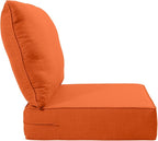 Luxury 22x24/22x25 6-Inch Outdoor Seat Cushions - Set of 2 Water Resistant Patio Chair Replacement Cushion for Porch Rattan Dining Rocker Glider Chairs Loveseat Couch Sectional Sofa - Orange