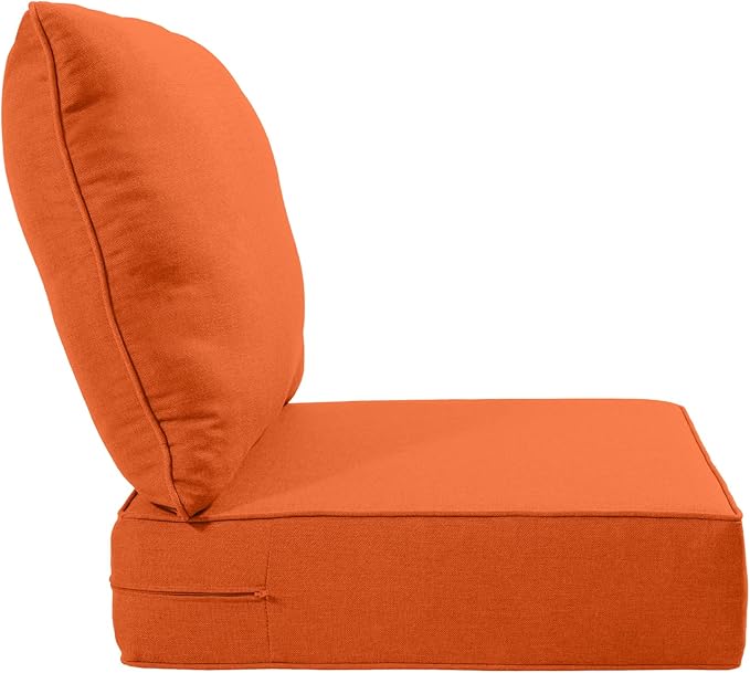 Luxury 24x24x6 Inch Outdoor Chair Cushions Set of 4 - Heavy Duty Water-Resistant Comfortable Cushion for Patio Furniture Set Dining Gliding Rocking Chairs Loveseat L-Shape Sofa - Orange