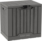 EAST OAK Outdoor Storage Box, 31 Gallon Deck Box Indoor and Outdoor Use, Waterproof Resin Storage Bin with Latch for Patio Cushions, Gardening Tools, UV Resistant, Grey
