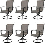 Grand patio Outdoor Swivel Dining Chairs 6-Piece Patio Dining Chair Set Mesh Sling Patio High Back Swivel Rockers, Mixed Coffee
