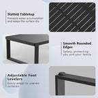 Aluminum Outdoor Coffee Table - Black Rectangle Patio Tables for Deck, and Poolside