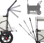 Collapsible Foldable Wagon Cart with Quick-Release Wheels & 2 Seats Camping Wagon- Heavy-Duty Utility Wagon 265LBS Capacity for Camping, Garden, Shopping (Beige)