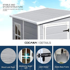 CDCASA 5x4 FT Resin Storage Shed, Waterproof Outdoor Shed with Floor & Window & Lockable Door Included, Outside Plastic Tool Sheds for Garden, Patio, Backyard, Lawn, Light Gray