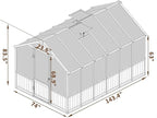 Greenhouse for Outdoor, 6x8ft-8x12ft Wooden WAK-in Greenhouse Kitwith 6MM Thick Polycarbonate Panel, Lockable Door & Adjustable Roof Vent ，Backyard Garden ﻿ (Light Mocha Brown, 6*12FT)
