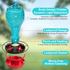 Hummingbird Feeder - Hand Blown Glasss Hummingbird Feeders for Outdoors Hanging with Ant Moat, Never Fade, Garden Backyard Decoration, for Women Mom Dad (Blue)