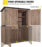 Aivituvin Shed Outdoor Storage Cabinet with Durable Metal Frame Waterproof Garden Tool Storage with Adjustable Shevels and Floor for Backyard Garden Patio Lawn, 55" L, Dark Brown