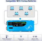 2000W DC 12V Peak 6000W Pure Sine Wave Inverter Charger Upgrade, AC 120V with 70A Battery AC Charger LCD Display Remote Control, Low Frequency Inverter, for RV, Camper, Home