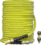 Pressure Washer Hose 100FT 3/8" for Cold and Hot Water 212°F, with Swivel Quick Connect, 4500PSI Kink Resistant Grade Steel Wire Braided, Power Washer Hose With 2pcs M22-14mm Adapter