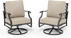 HERA'S HOUSE Outdoor Chairs Set of 2, 2 x Patio Chair with Beige Cushions, All Weather Outdoor Furniture for Lawn Garden Backyard Deck(Swivel Chairs)