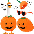 Hysagtek Halloween Porch Goose Outfits - Yard Goose Outfits Pumpkin Costume with Glasses Fall Halloween Goose Clothes for 23" Goose Outdoor Patio Yard Lawn Art Decoration