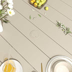 VICLLAX 60" Outdoor Round Patio Dining Table for 8-10, All Weather Metal Dining Table with Umbrella Hole for Deck Lawn Garden Backyard, Sandshell