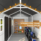 8x6 FT Resin Storage Sheds with Floor Windows, Waterproof Plastic Outdoor Shed Kit, Outside Tools Sheds for Backyard Garden Patio Lawn