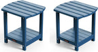 Ciokea Adirondack Outdoor Side Table 2 Pack, 2-Tier Sturdy Patio End Table Weather Resistant for Patio, Pool, Porch, Navy Blue