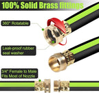 SYEENIFY Kink Free Garden Hose 25ft 5/8", Heavy Duty Hybrid Water Hose, Ultra Durable Flexible Rubber Hose with Sprayer Nozzle,Leakproof Yard Outdoor Hose with Brass Solid Connector