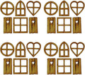 4 Pcs Wooden Fairy Garden Door and Windows Ornaments Tree Statues for Tree Trunk Yard Decoration Miniature Garden Buildings