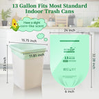 ECOLipak 13 Gallon Compostable Trash Garbage Bags, 50 Count (1 Roll) Biodegradable Heavy Duty Bathroom Kitchen Trash Bags for Home/Office, US BPI ASTM D6400 and OK Compost Home Certified