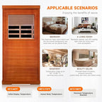 Sauna, 1 Person Infrared Sauna Home Spa Wood 800W Low-EMF Indoor Dry Saunas 5 Ultra-Low Energy Saving Heating Panels, Built-in Control Panel, Speakers, Reading Lights and Circulation Vents