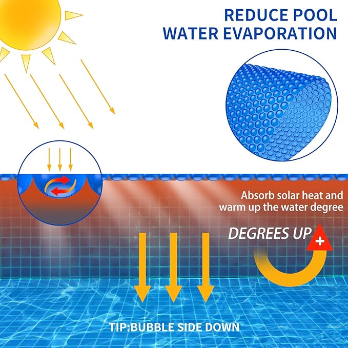 BigXwell Solar Pool Cover, Blue 16-mil 20x40 Foot Rectangle for In-Ground Pools, Heavy-Duty Insulating Cover, Heat Retaining Solar Blanket Cover.