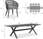 PURPLE LEAF 11 Pieces Outdoor Dining Set All-Weather PE Rattan Outdoor Patio Furniture Set with All Aluminum Frame Rectangular Table and Chairs Set for Lawn Garden Backyard Deck, Grey