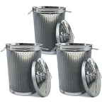 Plexon Metal Trash Can with Lid Outdoor 20 Gallon Galvanized Steel Garbage Bucket with Lid Silver, 3 Pack
