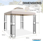 COOS BAY 8x8 Outdoor Patio Gazebo with Corner Shelves, Two-Tier Soft Top Canopy for Backyard, Lawn, Deck and Garden, Beige