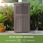 Patiowell 36 Gallon Outdoor Trash Can, Resin Outdoor Garbage Can with Lid for Patio, Backyard, Deck, Dark Brown