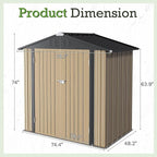 Furniwell 6x4 FT Outdoor Storage Shed, Metal Garden Sheds Outdoor Storage House with Single Lockable Door for Backyard Patio Lawn, Brown