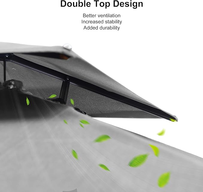 PURPLE LEAF 9' x 12' Cantilever Patio Umbrella Outdoor Umbrella with 280lbs Base Large Rectangular Windproof Offset Umbrella for Pool Deck Garden, Pebble Grey