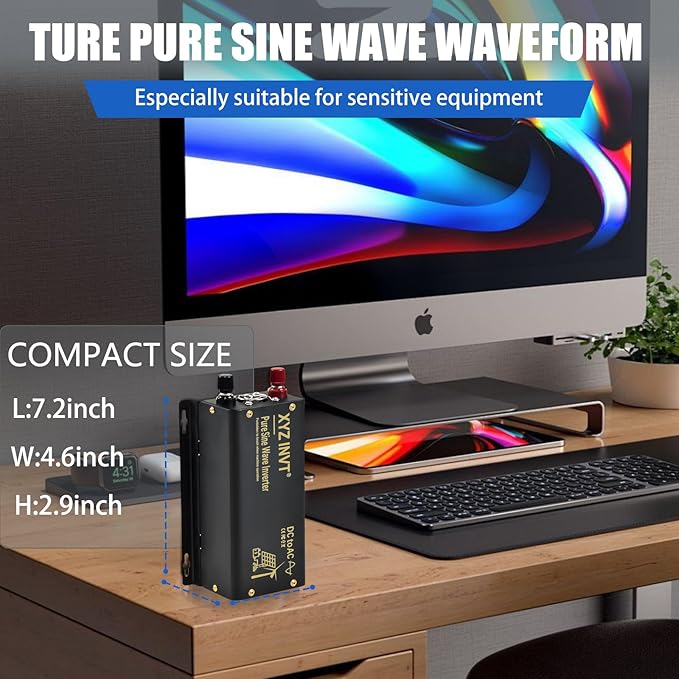 300W Pure Sine Wave Inverter DC 48V to AC 110V 120V Power Converter 600W Peak with LED Display for Most Small Power Appliances