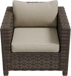 COOS BAY Lanai Chic Outdoor Chair, Deep Seating Patio Chair, Modern Outdoor Armchair, 1 Piece, Brown/Beige