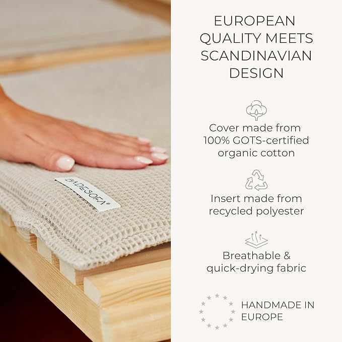 SAUNASOFA™ Sauna Mat & Pillow Set – 2 Person Sauna seat Cushion with Pillow – Luxury Sauna Gift for Infrared or Finnish Sauna in Taupe