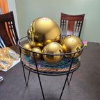 Nerien Gazing Ball, Stainless Steel Garden Mirror Globe, Polished Ornament Sphere, Hollow Floating Reflective Hemisphere, for Home Outdoor Pond Housewarming Swimming Pool Decoration, Gold, 5Pcs Mix