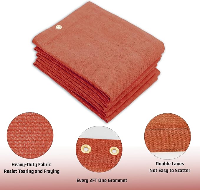SUNNY GUARD Shade Cloth Custom Size 4x10 FT Sun Shade Screen Fabric Shade Cover Tarp with Grommets for Pergola Backyard Garden, Terra(We Customized)