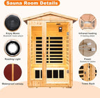 Far Infrared Sauna Room for 2 Persons Low EMF Home Indoor/Outdoor Saunas Canadian Premium Hemlock Wood-Sweating Detox-Colored Light Spectrum-LCD Display-Bluetooth