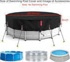 QH.HOME 8 Ft Round Pool Cover, Stock Tank Pool Cover Protector with Solar Pool Cover, One-Piece Tear Resistant Pool Cover for Above Ground Pools, Windproof and Dustproof Swimming Pool Cover