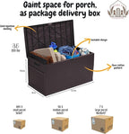 121 Gallon Outdoor Storage Box Large, Lockable Outside Storage Containers Waterproof Patio Cushions Storage Deck Boxes, Rattan Plastic Garden Hose Storage Boxes Resin Pool Storage Bins, Brown