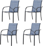Patio Chairs Set of 4, Outdoor Dining Chairs with Breathable Textilene Fabric, Stackable Patio Chairs for Lawn, Garden, Backyard, Poolside, Blue