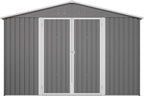10×10 FT Outdoor Storage Shed,Metal Aluminum Waterproof Tool Sheds with Foundation,Doors & Vents,Heavy-Duty Sheds Unit W/Lock & Key,for Storing Bicycles,Lawnmowers,Barbeques,Gray