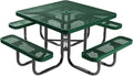 COATEDOUTDOORFURNITURE Heavy-Duty Portable Outdoor Picnic Table with Umbrella Hole, Expanded Metal Commercial-Grade Patio Dining Furniture Made in America (46" Square Top, Textured Green)