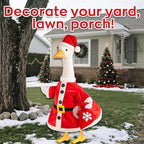 Christmas Santa Porch Goose Outfit for Large 23" High Cement or Plastic Goose Statue, Yard Goose Cloths with Snowflake Gift Bag and Christmas Hat Decor for Outdoor Lawn Gaden Patio