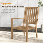 Patio Dining Chair Set of 4, Aluminum Outdoor Dining Chairs with Waterproof Cushions, Metal Outdoor Patio Furniture Seating for Porch, Balcony, Deck, Backyard, Light Wood Color