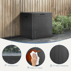 DUMOS 31 Gallon Deck Box, Lockable Outside Storage Box for Outdoor Use, Outside Waterproof Resin Package Delivery Box for Backyard Patio Garden, Black