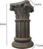 OUTOUR Exquisite Magnesium Oxide Corinthian Greek Column Pillar with Stand Base Pedestal for Indoor Outdoor Garden Pedestals Backyard Courtyard Patio Office Decor23.8’’High,Dark Bronze