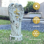 Angel Statue for Garden, Solar Angel for Cemetery Decorations, Unique Funeral Memorial Gifts, Praying Angel Cross Memorial Statue