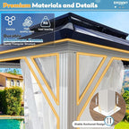 EROMMY 12'x20' Gazebo Hardtop, Galvanized Steel Double Roof Metal Gazebo with Aluminum Frame, Permanent Outdoor Pavilion with Curtain and Netting for Patio Lawn and Garden, Blue